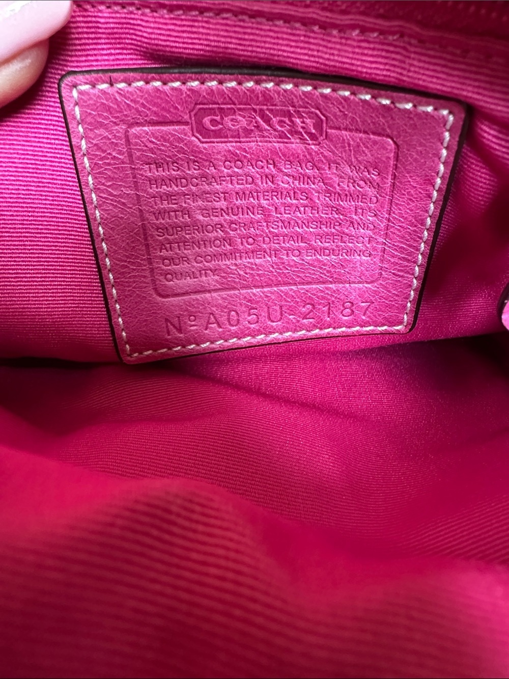 Coach Vintage Y2K Pink Fuchsia Signature C Logo Crossbody Purse Style 2187 - Picture 10 of 14